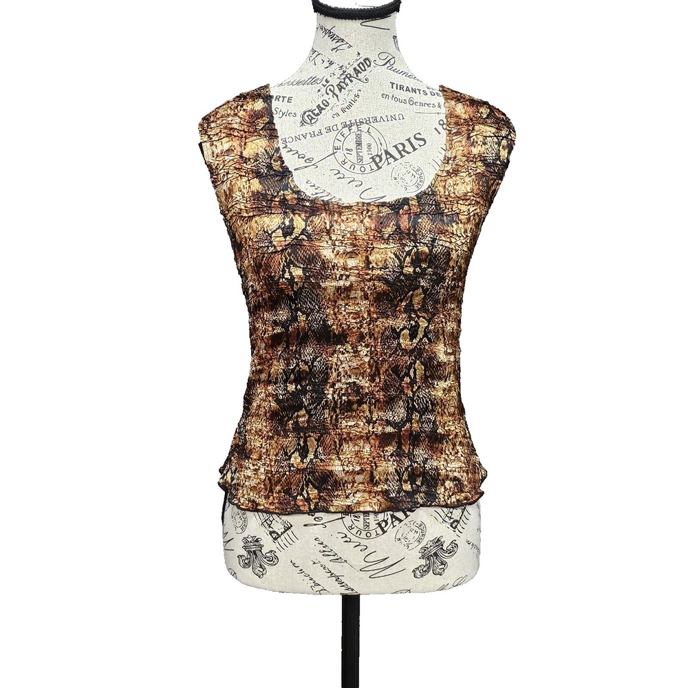 Alberto Makali Tank Top Womens S Snake Skin Pleated Plissi Y2K Indie Avant Garde